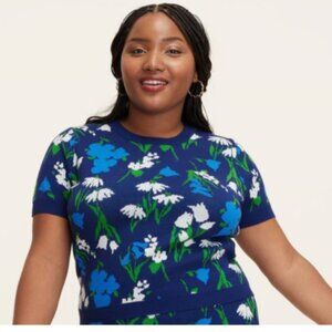 Blue floral Short Sleeve Crewneck Sweater - kate spade new york Target 3x 2x